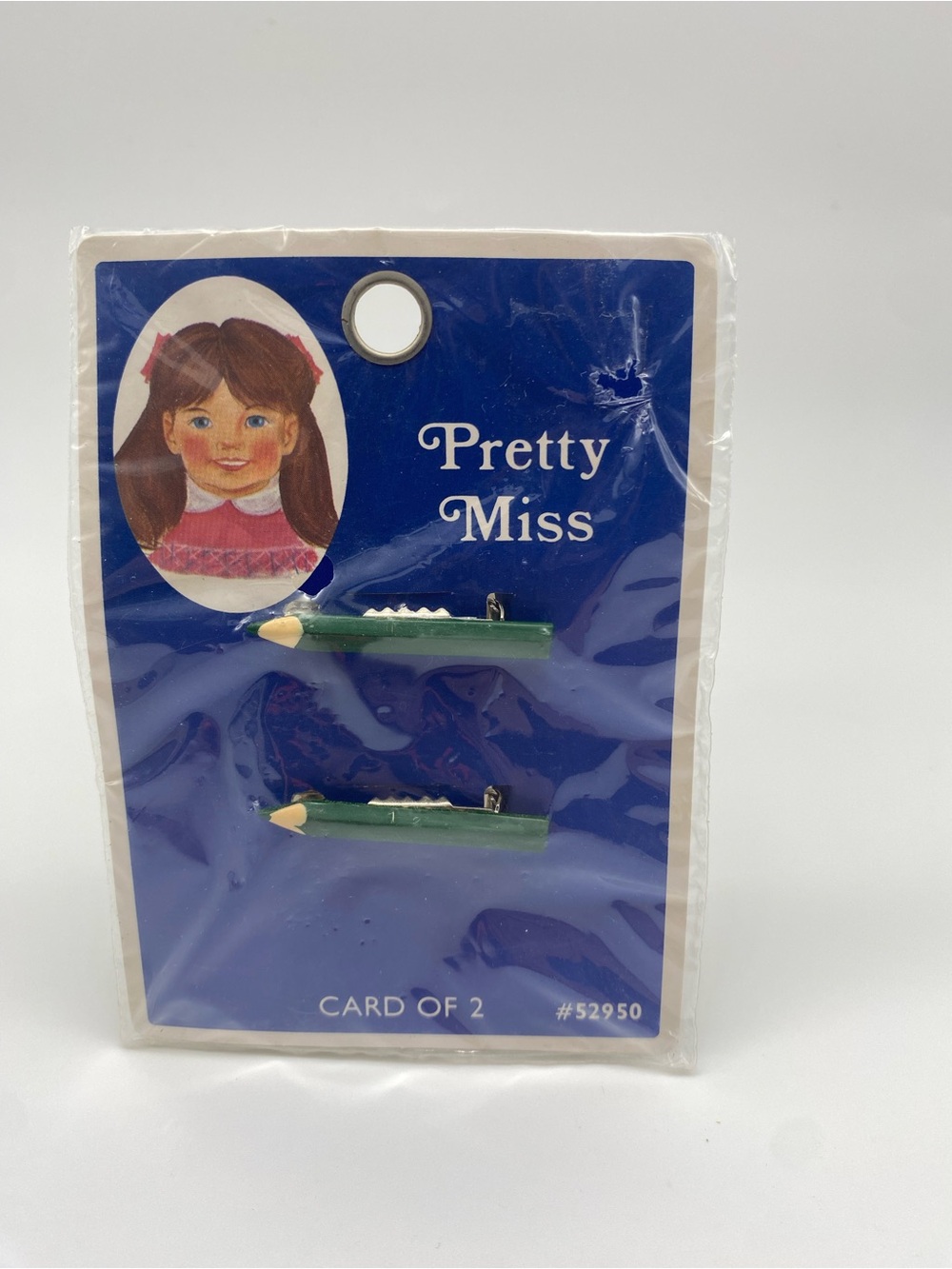 Vintage Green Pencil Hair Clips - Pack of 2